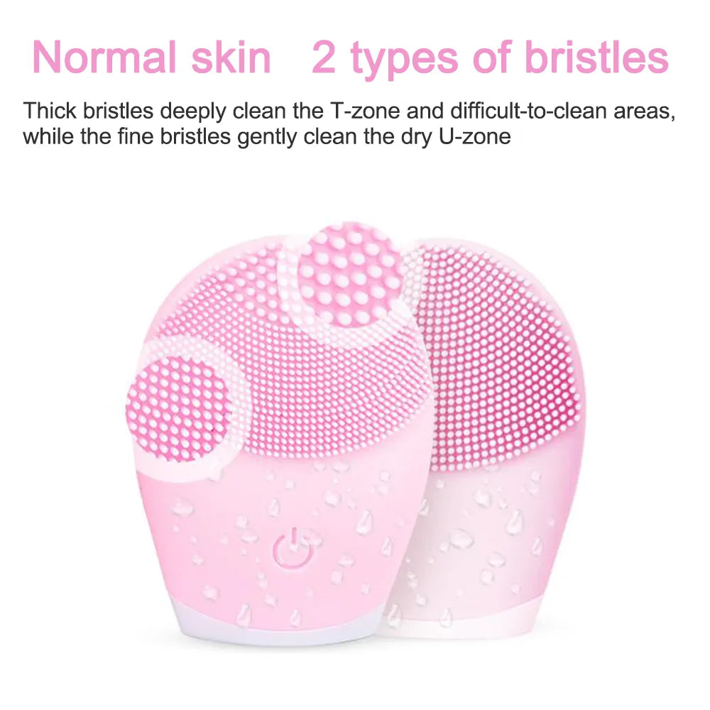 Electric Silicone Facial Cleansing Brush - Deep Pore Cleaning and Facial Massager